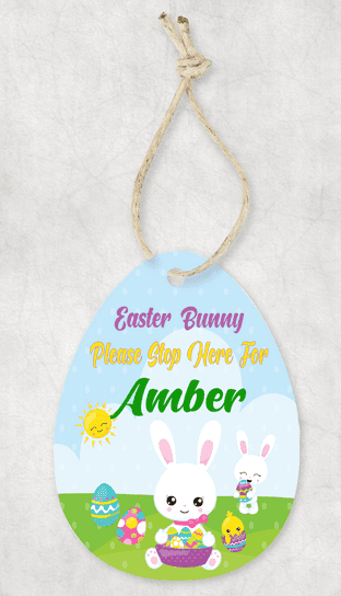 Easter Bunny Please Stop Here Egg