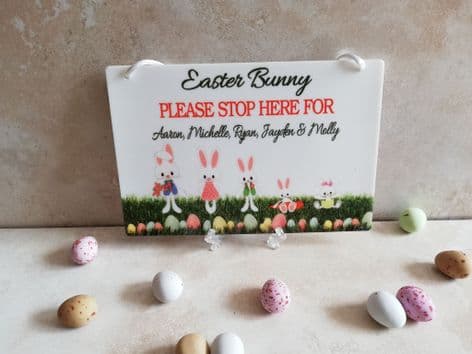 Easter Bunny Stop Here Plaque