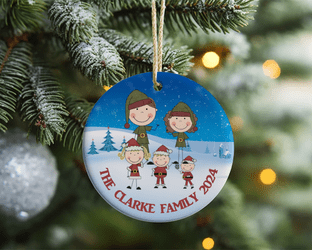 Elf Family Acrylic Christmas Ornament - 6 max