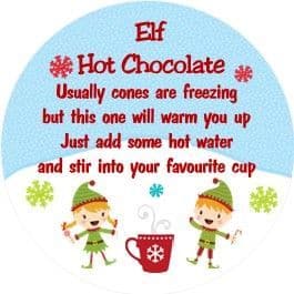 Elf Hot Chocolate Stickers 60mm