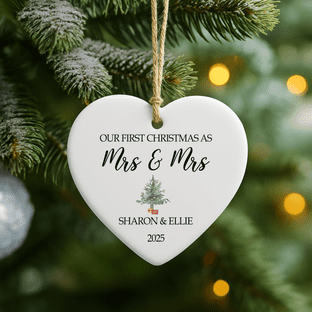 First Christmas as Mrs & Mrs Heart Ornament