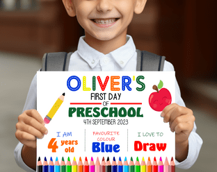 First Day of Preschool Photo Prop