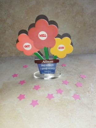 Get Well Soon Flower Bouquet Standing Plaque