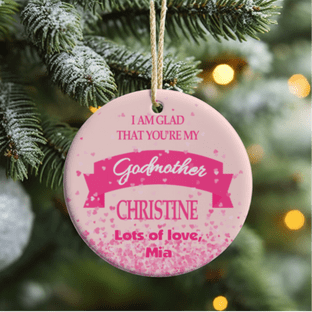 Godmother Pink Banner Acrylic Christmas Ornament Decoration