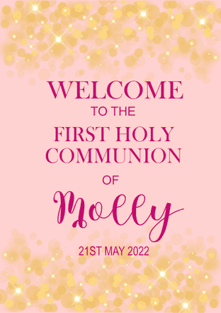 Gold Bokeh on Pink any occasion welcome sign