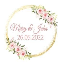 Gold Border & Flowers Wedding Sticker