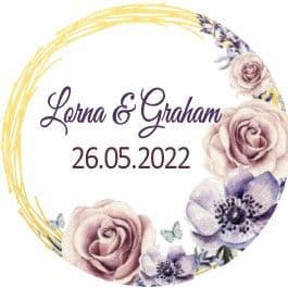 Gold Border & Flowers Wedding Sticker 2