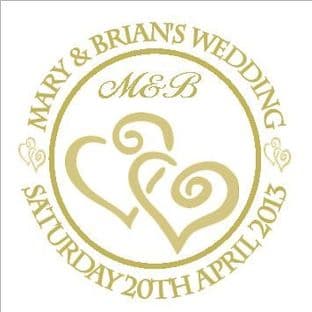 Gold Hearts Wedding Sticker