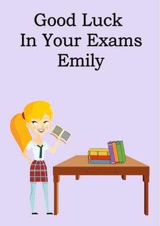 Good Luck Exams Card Design Blonde Girl
