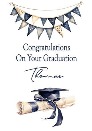 Graduation Bunting & Scroll Wine Bottle Label