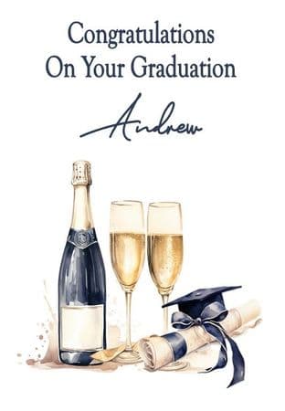 Graduation Champagne Glasses Wine Bottle Label