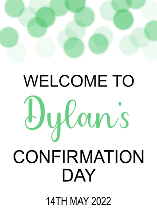 Green Bokeh on white any occasion welcome sign