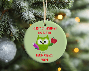 Green Teacher Acrylic Christmas Ornament Decoration