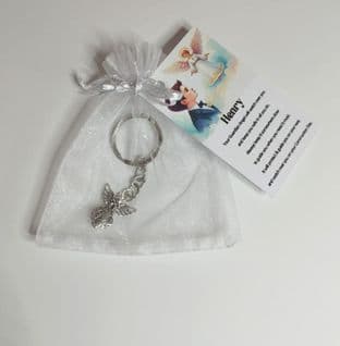 Guardian Angel Keyring Charm with Personalised Gift Tag Boy