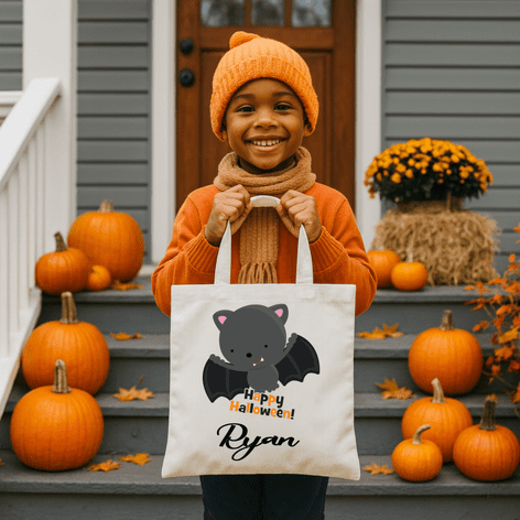 Halloween Bat Trick or Treat Tote Bag