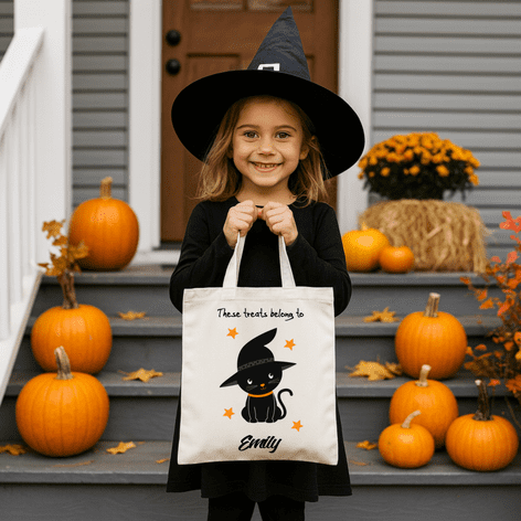 Halloween Cute Cat Trick or Treat Tote Bag