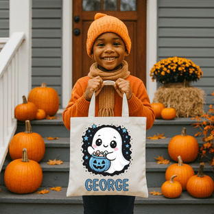 Halloween Cute Ghost with Bucket Trick or Treat Bag