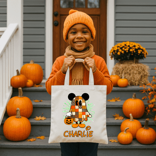 Halloween Mickey Mouse Ghost Trick or Treat Tote Bag