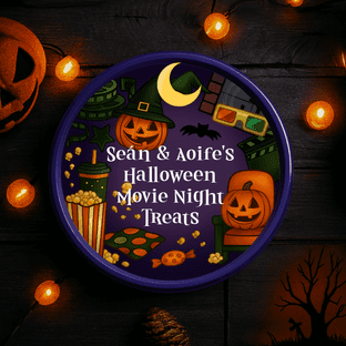 Halloween Movie Night Circle Sweet Tub Sticker