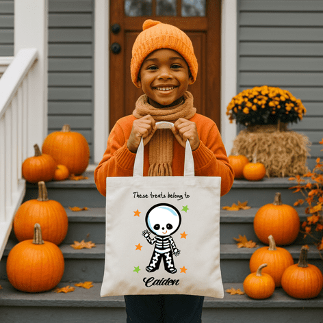 Halloween Skeleton Trick or Treat Tote Bag