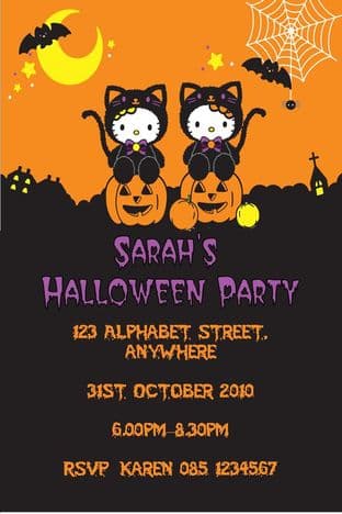 Hello Kitty Halloween Invitation Design 1