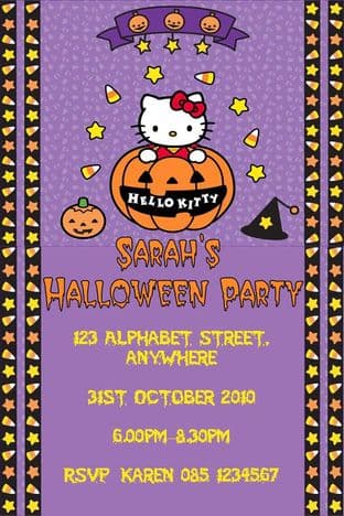 Hello Kitty Halloween Invitation Design 3