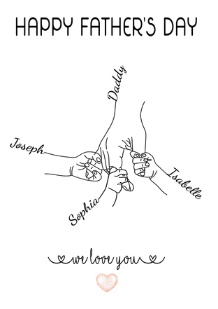 Holding Hands Father's Day Card - 1 to 5 names