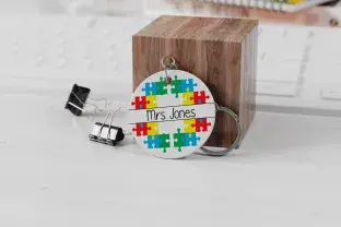 Jigsaw Pieces Circle Keyring