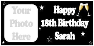Large Black Photo Birthday Banner