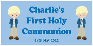 Large Blonde Hair Boy First Communion Banner