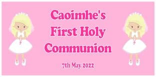 Large Blonde Hair Girl First Communion Banner