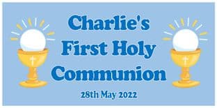 Large Blue Chalice First Communion Banner