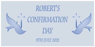 Large Blue Cross & Dove Confirmation Banner