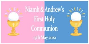 Large Blue & Pink Chalice First Communion Banner