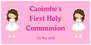 Large Brown Hair Girl First Communion Banner