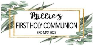 Large Gold Border & Leaves First Communion Banner