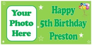 Large Green Photo Birthday Banner