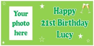 Large Green Photo Birthday Banner
