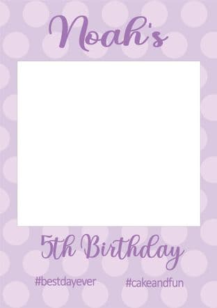 Large Lilac Polka Dot Selfie Frame - any occasion