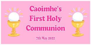 Large Pink Chalice First Communion Banner