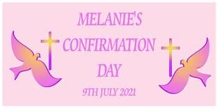 Large Pink Cross & Dove Confirmation Banner