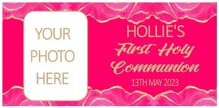 Large Pink & Gold Photo First Communion Banner