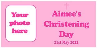 Large Pink Photo Christening Banner