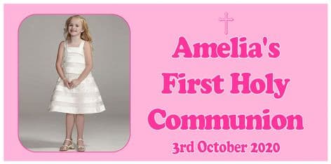 Large Pink Photo First Communion Banner