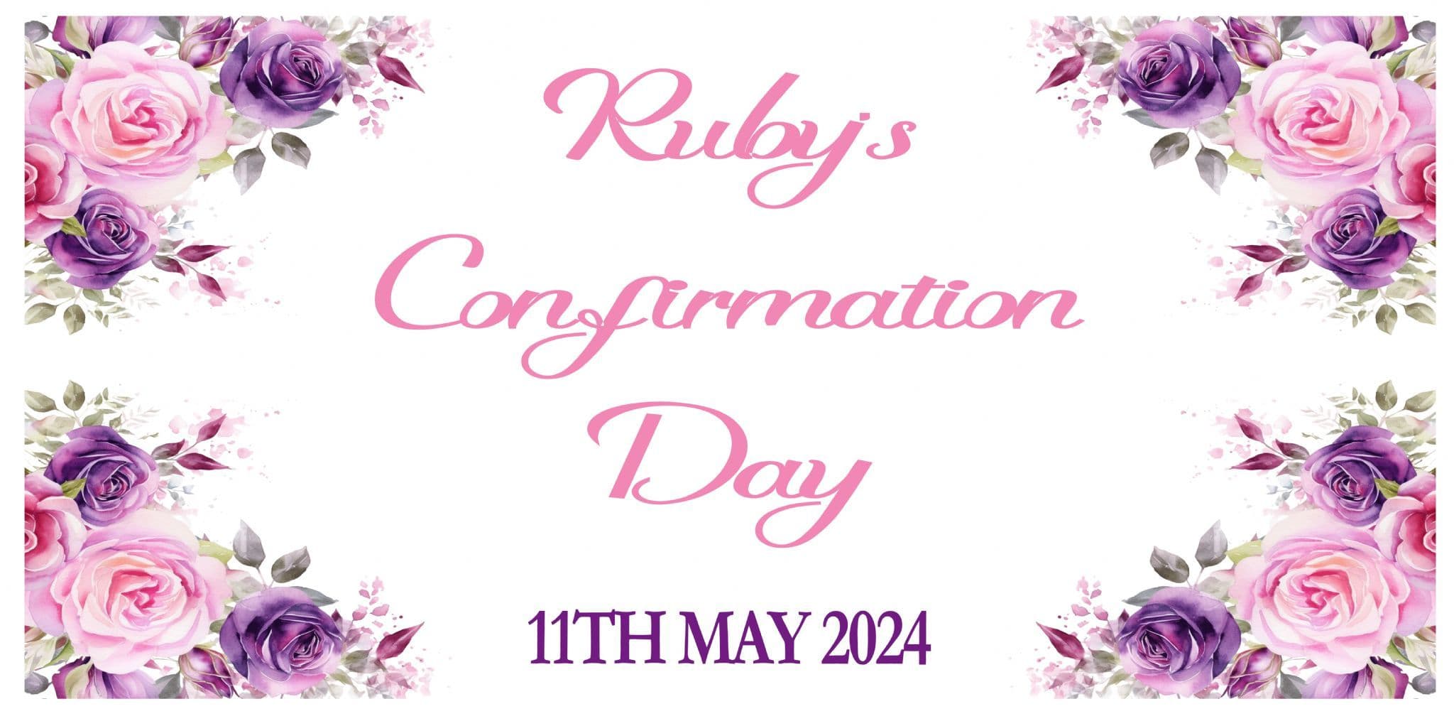Large Pink Purple Flowers Confirmation Banner