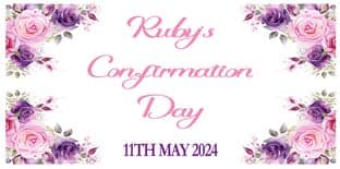 Large Pink Purple Flowers Confirmation Banner