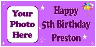 Large Purple Photo Birthday Banner