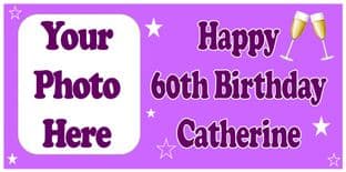 Large Purple Photo Birthday Banner
