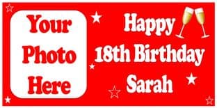 Large Red Champagne Glasses Photo Birthday Banner