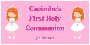 Large Red Hair Girl First Communion Banner